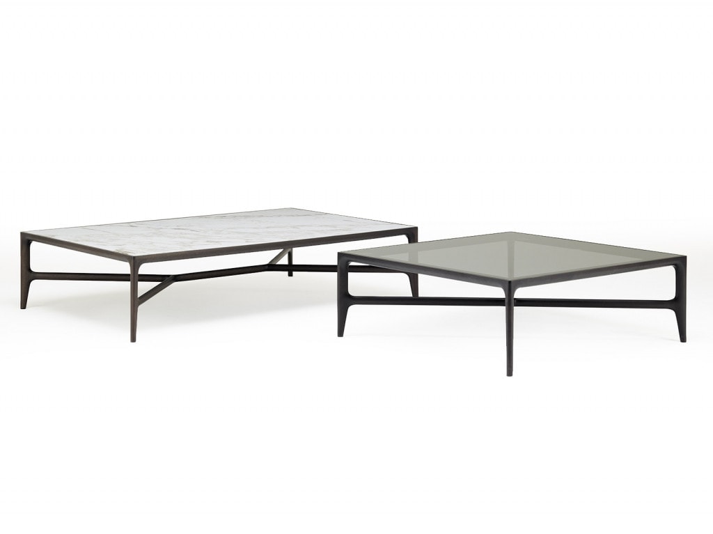 two small centerpiece made of walnut wood base and cirtsal or marble top in a tone of white with coffee