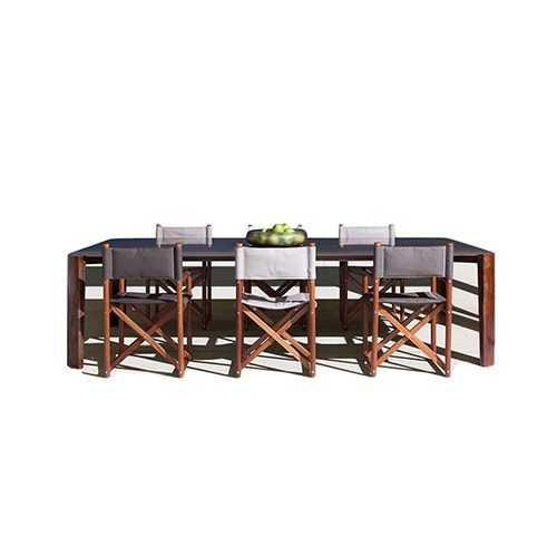 dining table made of wood base in a gray tone on a white background