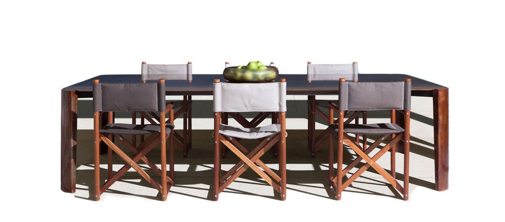 dining table made of wood base in a gray tone on a white background