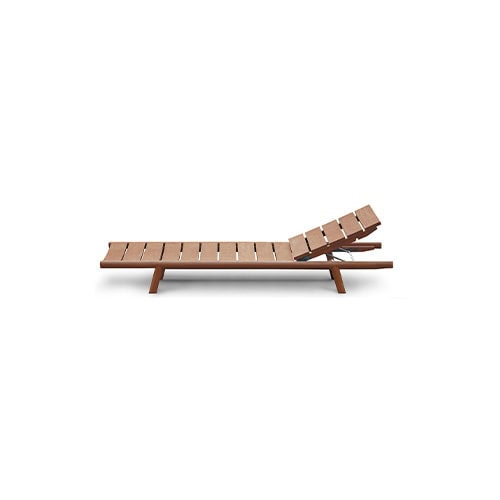 lounger chair made of teak base in a brown yono on a white background