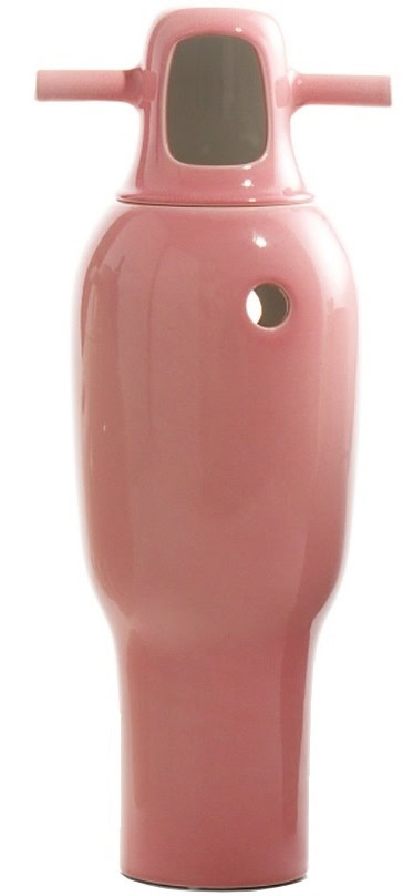ceramic vessels in a pink color tone on a white background