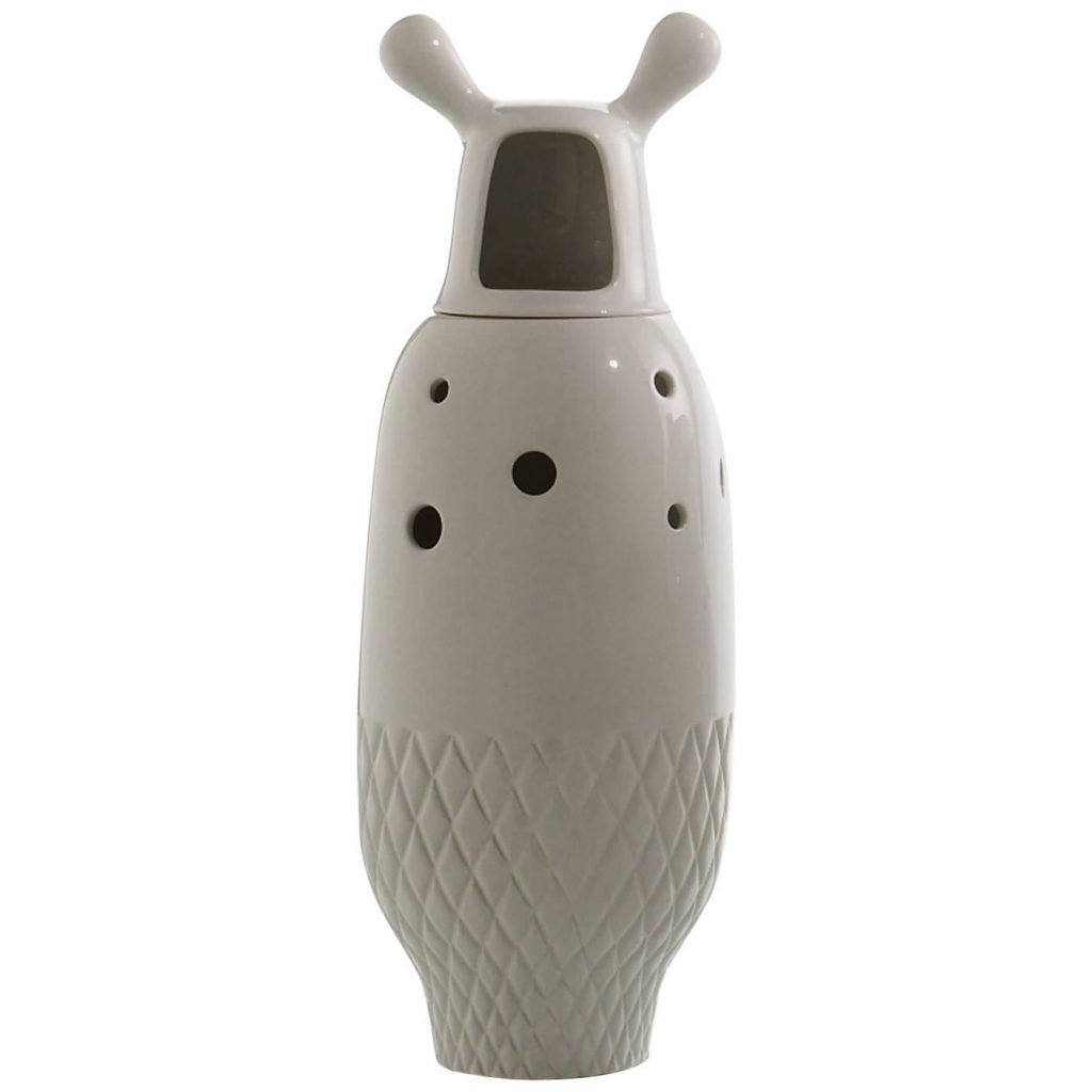 ceramic vessels in a white color tone on a white background