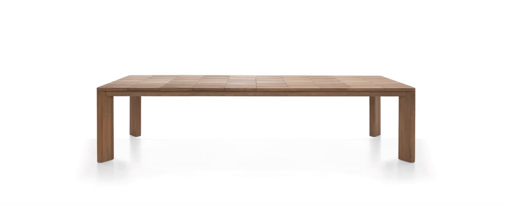dining table made of a wooden base in a light brown tone with a checkered design