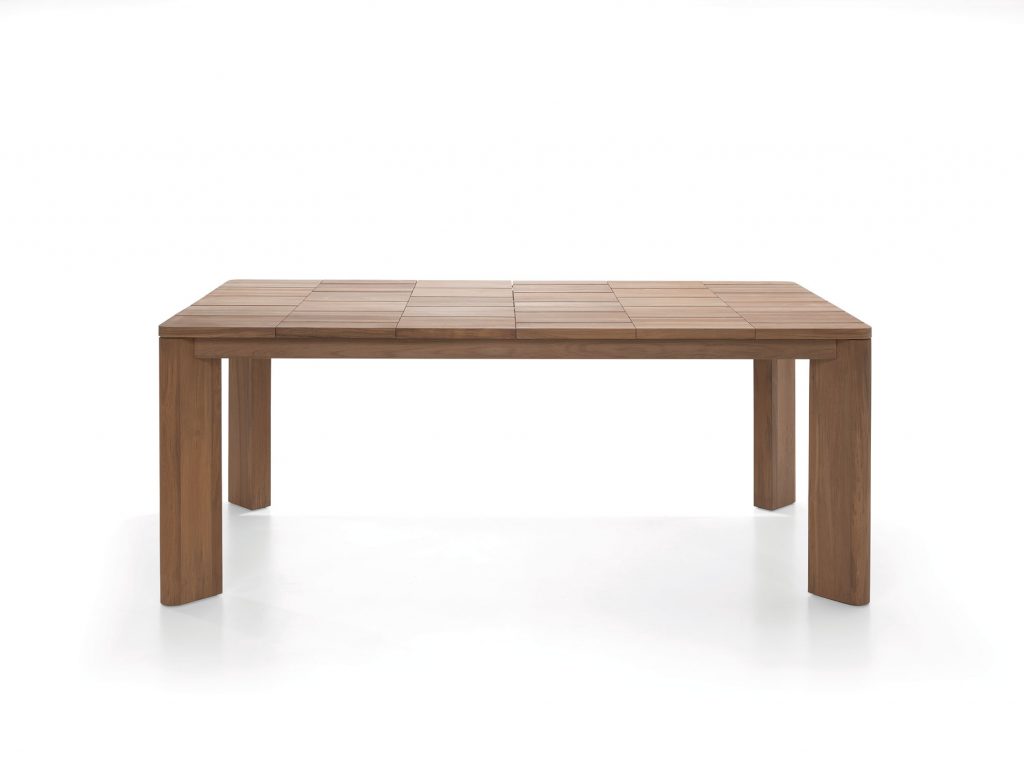 dining table made of a wooden base in a light brown tone with a checkered design edges
