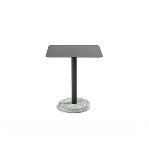 Rod Bernardo Coffee Table features a minimalist silhouette with a refined tabletop and a solid stone base, offering style and durability for contemporary outdoor settings.