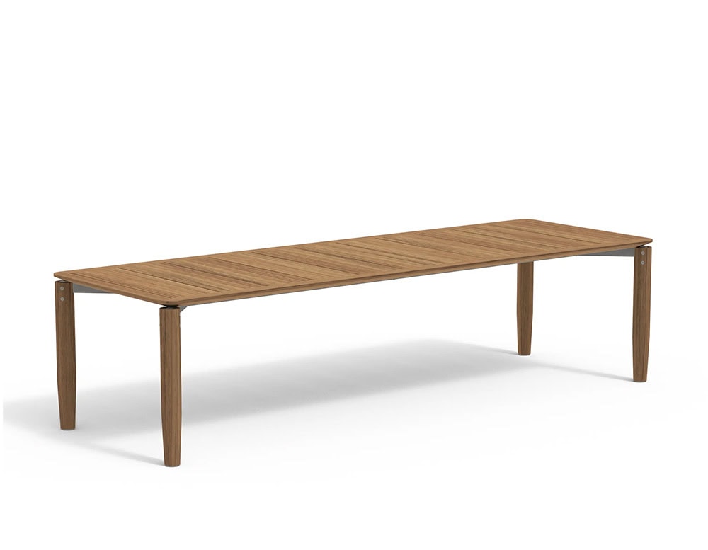 Rod Levante Table offers an extended teak surface with a clean, linear profile, ideal for hosting larger outdoor gatherings in refined style.