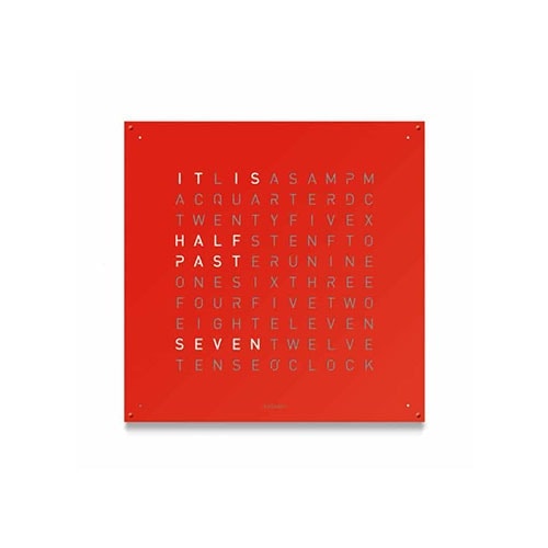 QLOCKTWO One Hundred Eighty in red in front of a white background