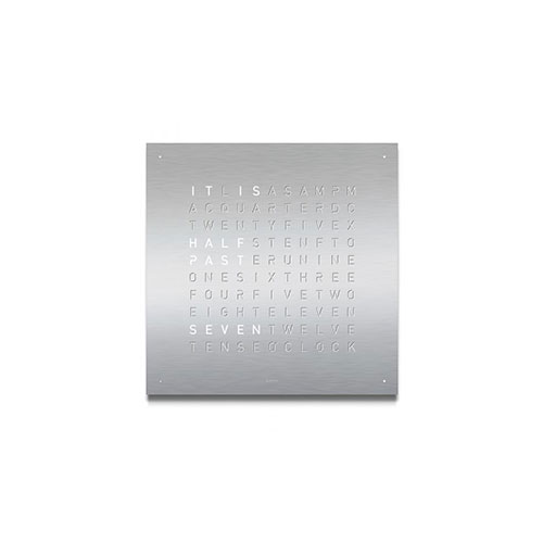 QLOCKTWO Large in silver in front of a white background
