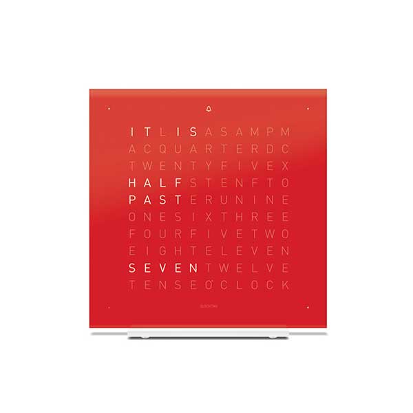 QLOCKTWO Touch in red color in front of a white background