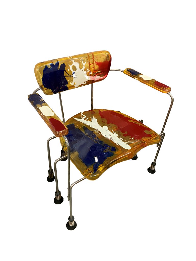 Sculptural armchair with 