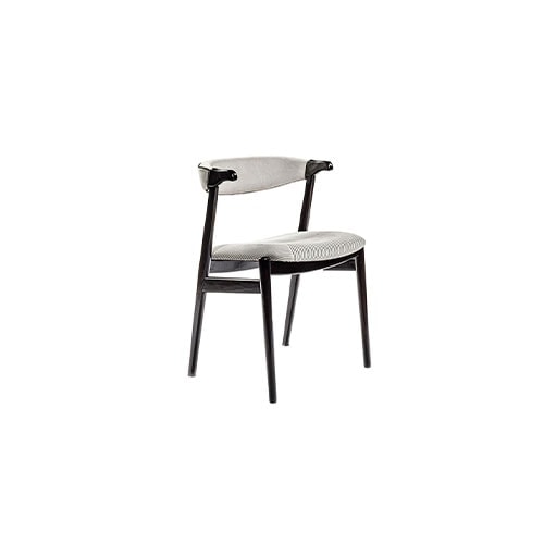 Angle view of Unique small armchair in front of a white background
