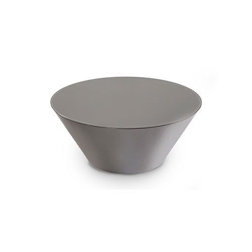 coffee table made of polyretan base in a gray tone with glass top