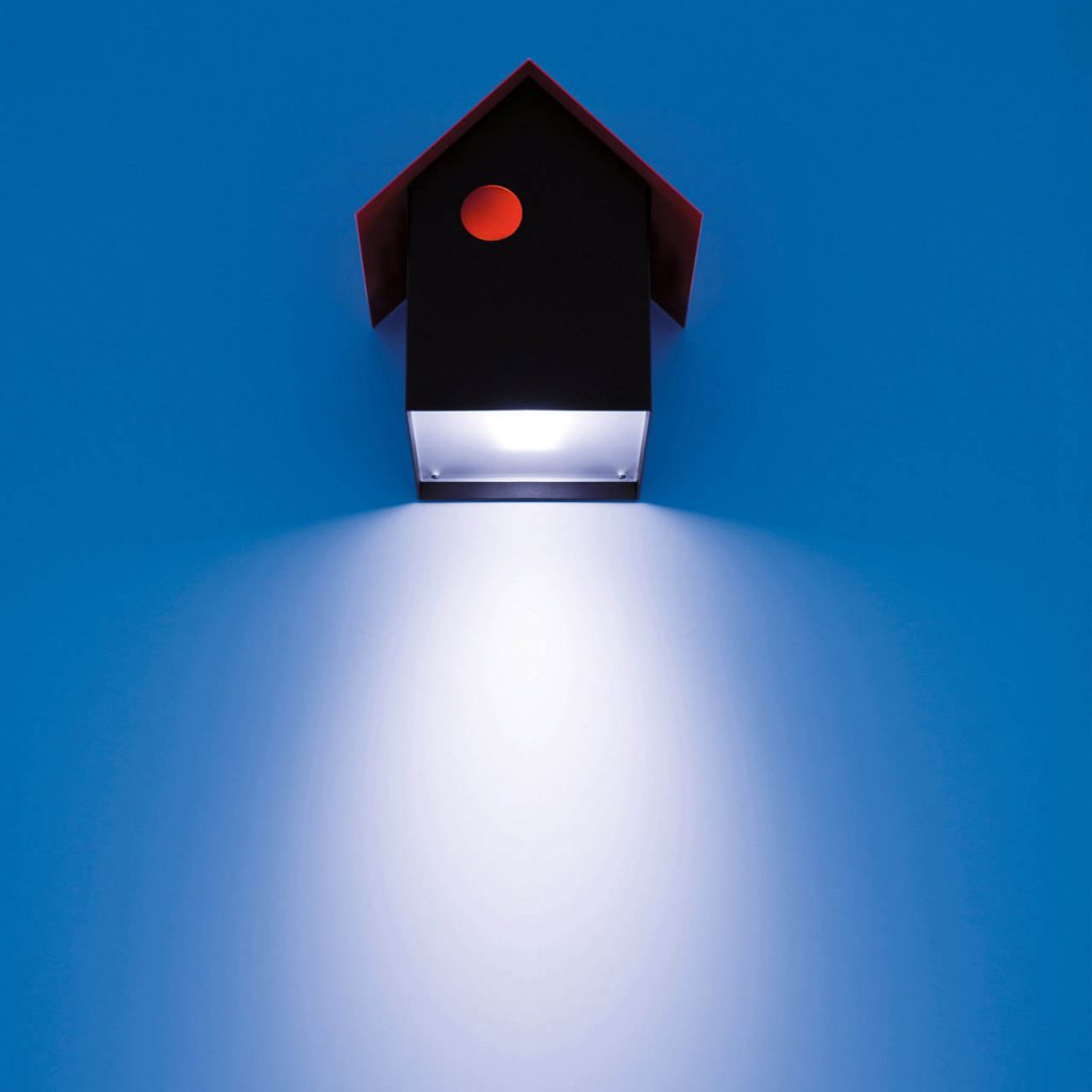 Imu light illuminated on a white wall