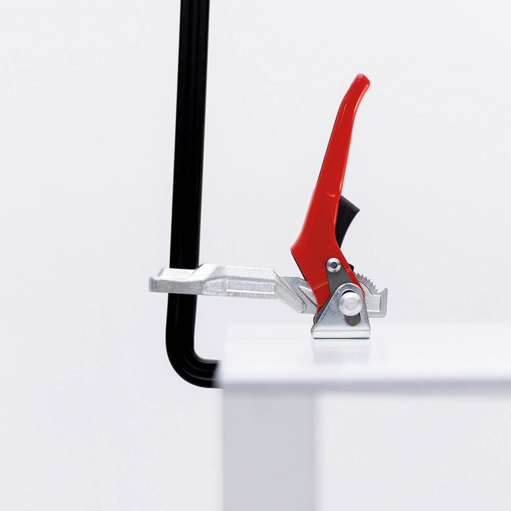 Close up of Morsetto desk lamp where it attaches to the desk