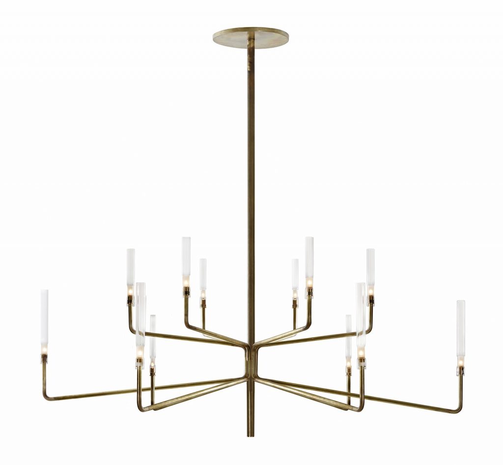 Epsilon hanging light in front of a white background