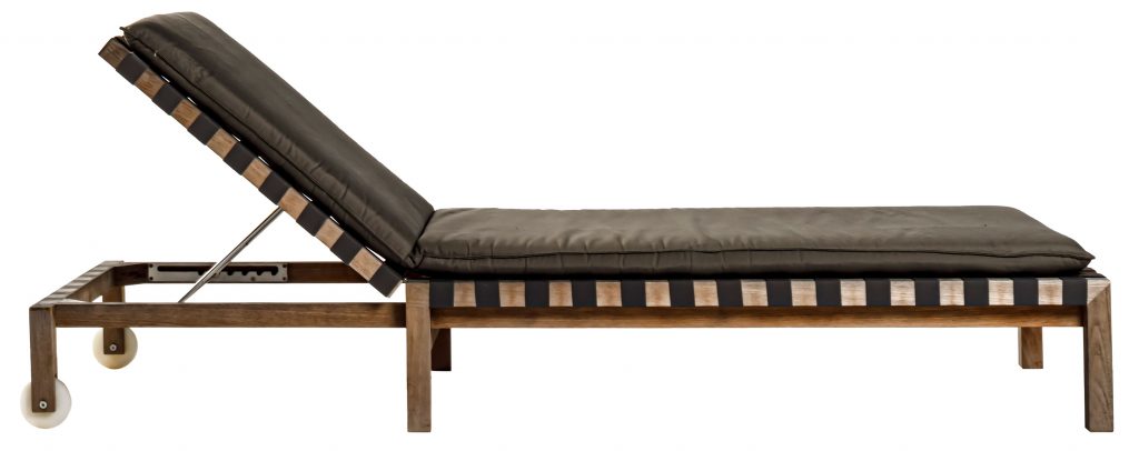 Side view of Mistral outdoor lounge chair in front of a white background