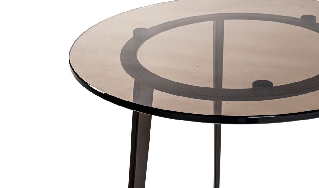 Top side close up angle of Tosca table in front of a white background
