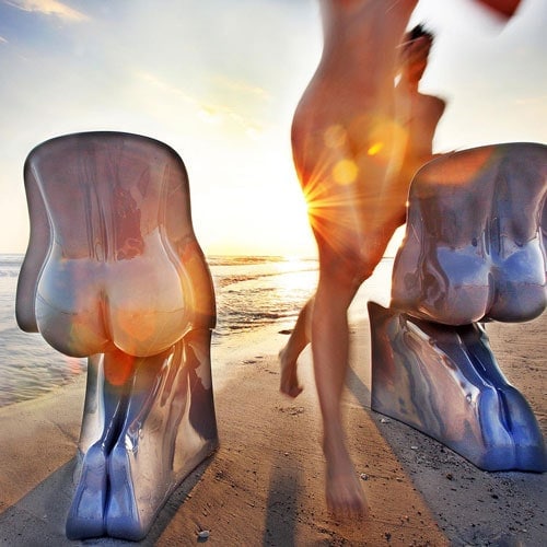 Him and Her with a sunset background