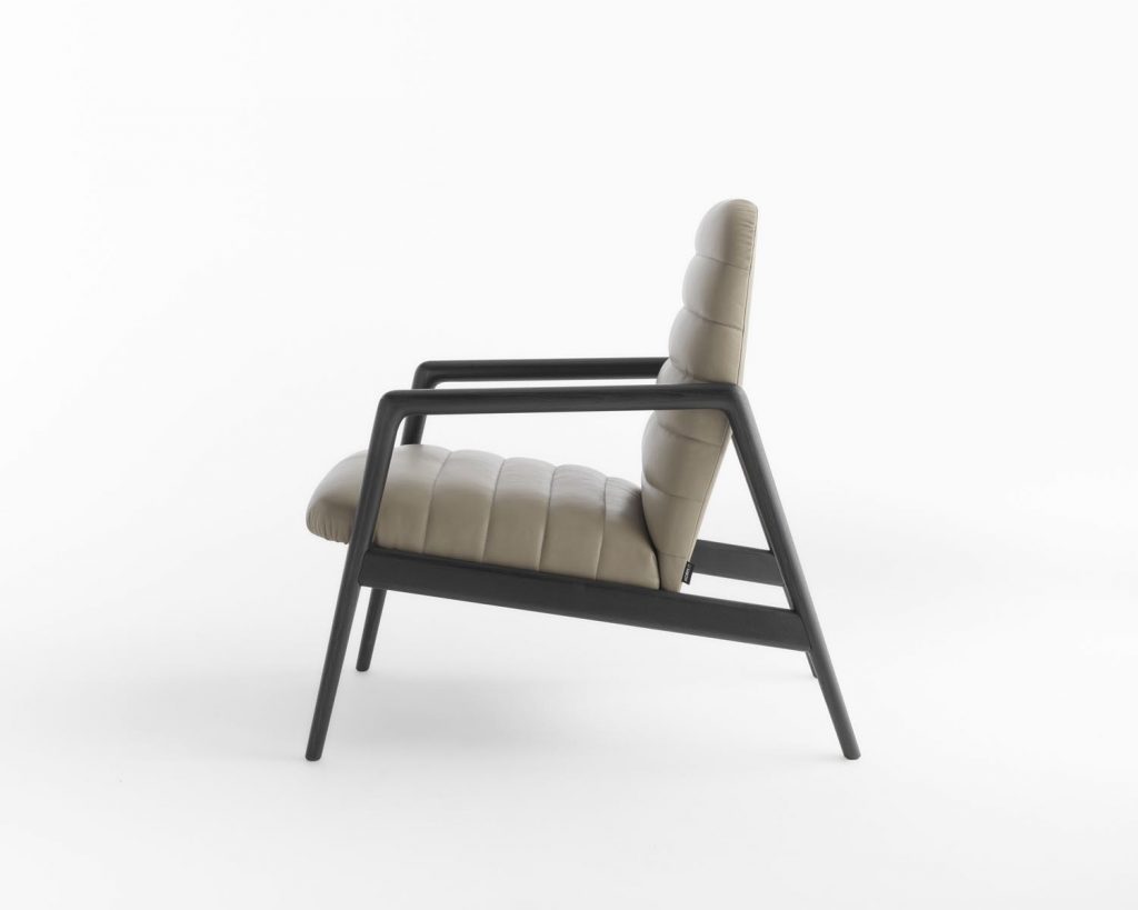 Side view of Carnaby in cream with a white background