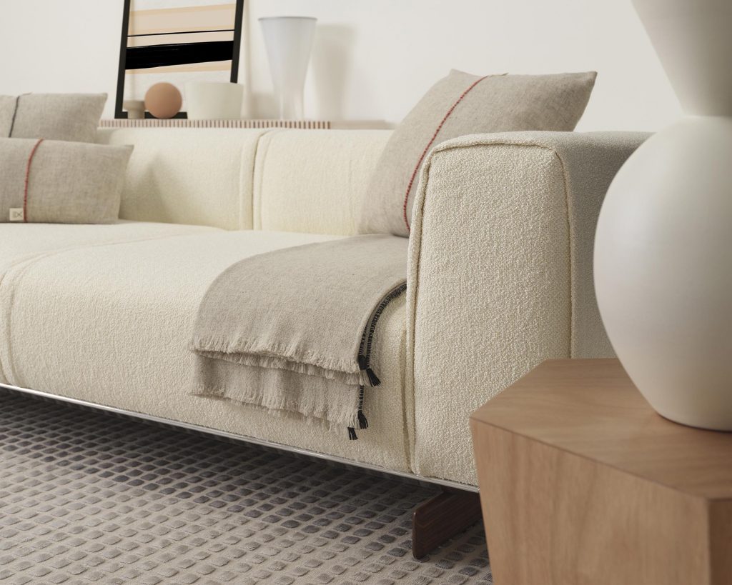 Close up of cream-colored Coleman armrest