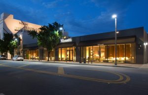 View of the external facade of the Minotti showroom in Miami.
