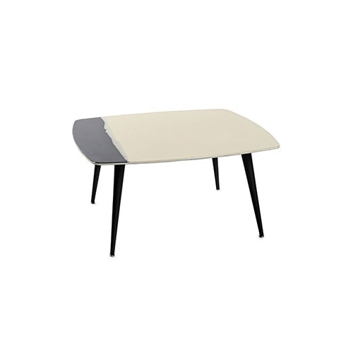 coffee table made of white lacquered wood with a gray finish