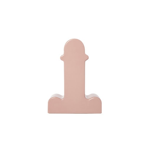 A ceramic vase in a glossy blush finish with a playful, abstract silhouette. Its rounded contours and soft pastel tone give it a whimsical yet minimalist presence, ideal for adding a bold accent to modern interiors.