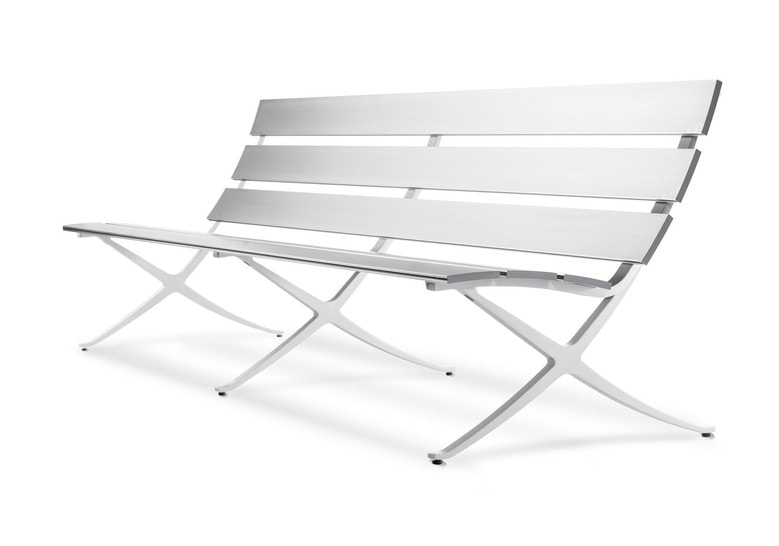 side bench made of cast steel base in a gray color tone