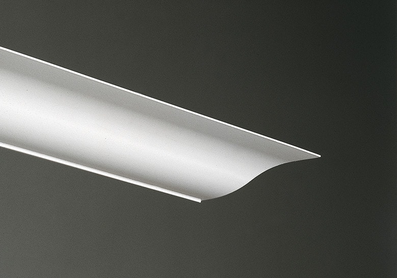 shelf made of aluminum sheets of a silver color tone on a gray background
