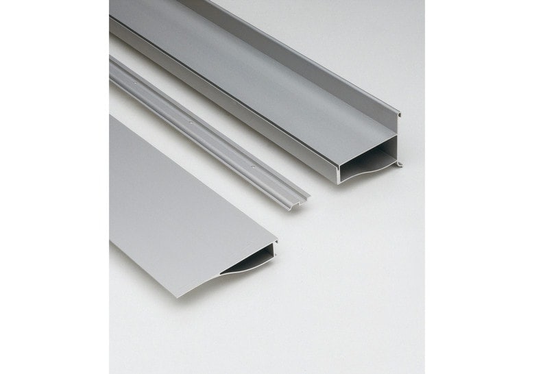 shelf made of transparent steel and silver steel base on a white background