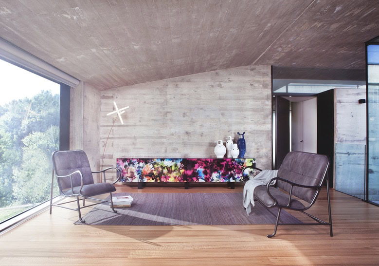 floor lamp made in the shape of a star with 4 lines in a tone of white and black