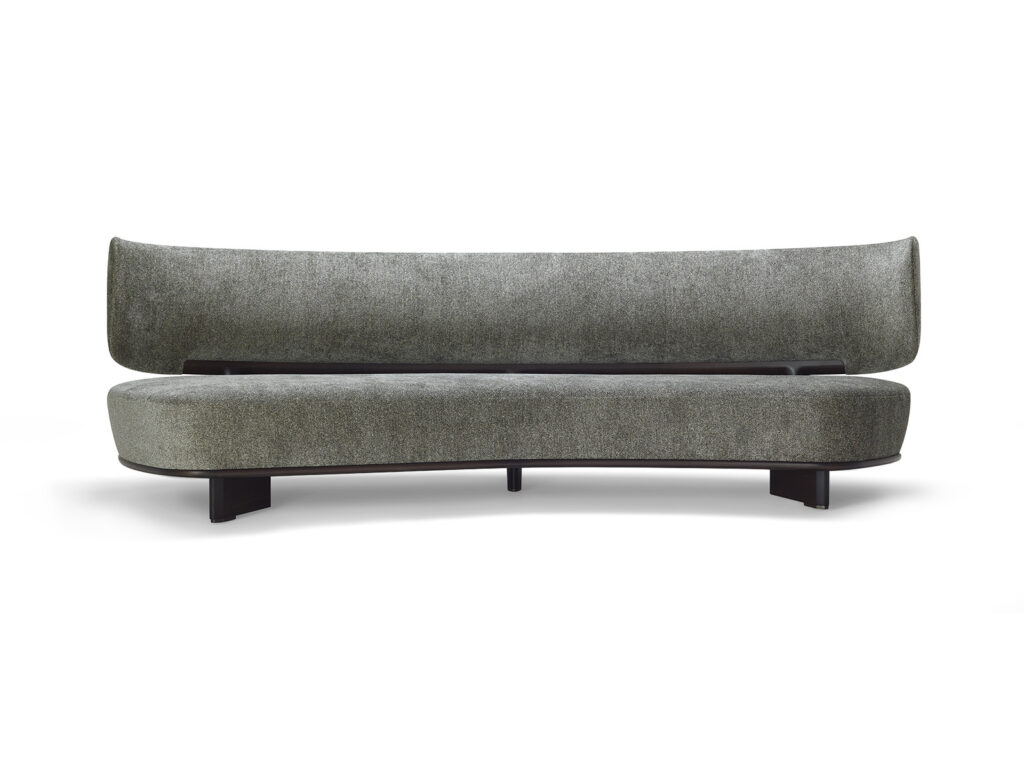 seat cushion made of solid wood and fabric in a gray tone on a white background