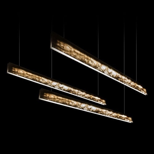 three LED lamps made on a steel base and white crystal stone in black tones with gold finishes