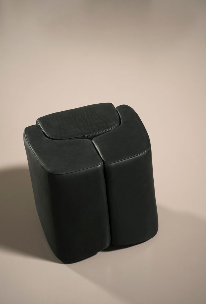 small side table made of wood in a black tone with division in the middle