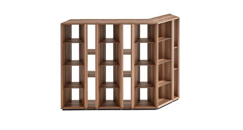 shelf with several places in satin brass on a white background