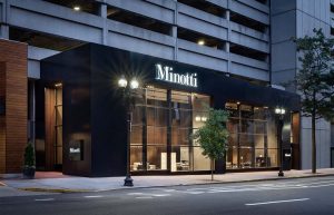 View of the external facade of the Minotti Boston showroom.