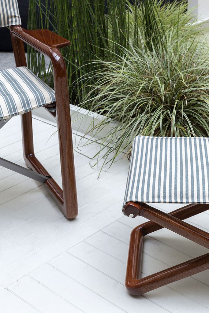 small wooden and fabric stool on .