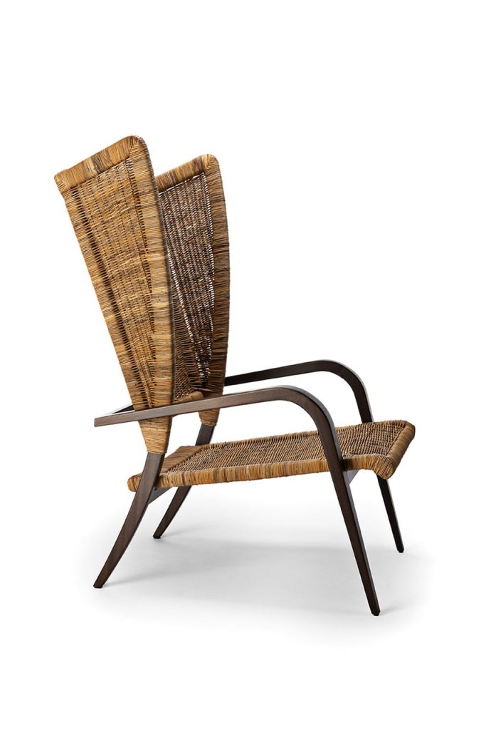 chair made of wood and metal base on a white background