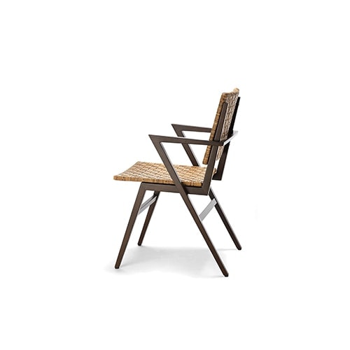 chair with beautiful embroidery in wood fiber on a white background.