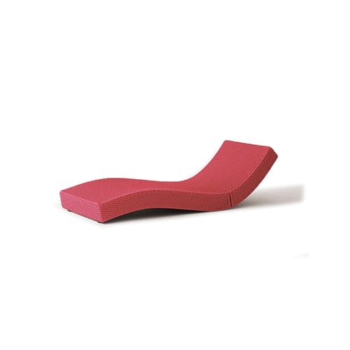 reclining chair made of pink woven rope base on a white background