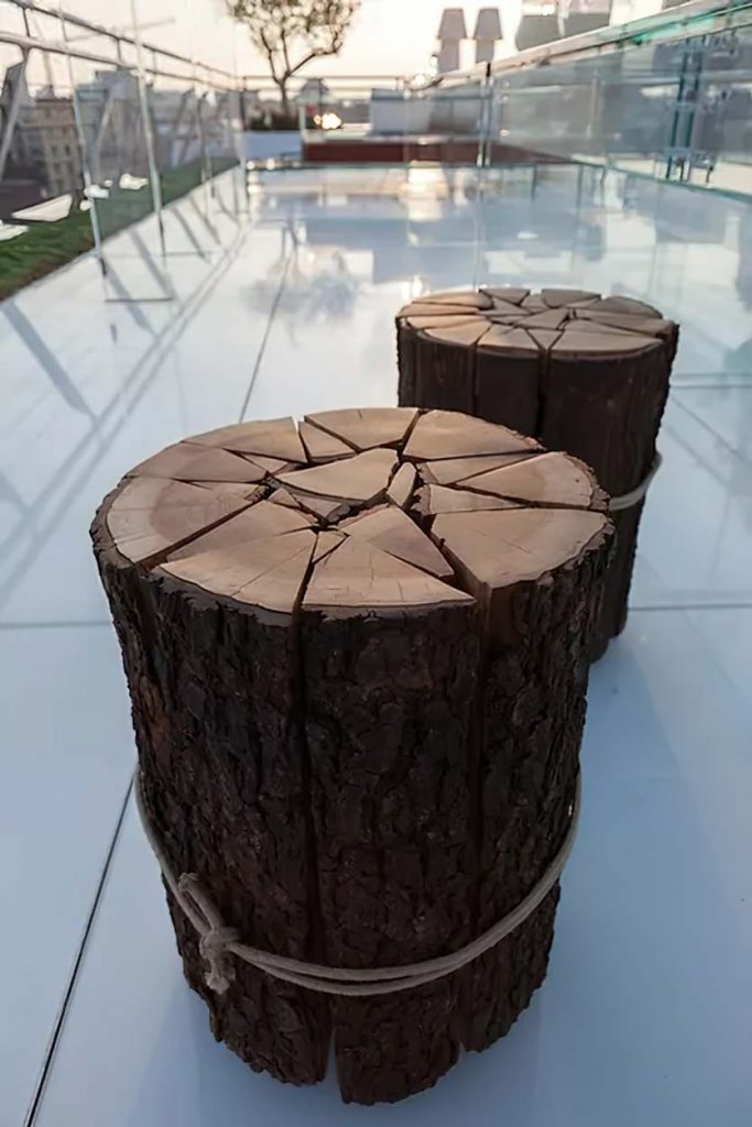 Wooden series side tables in wood and glass.