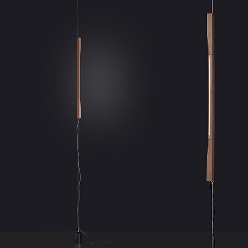 floor lamp made in the shape of a straight line made of aluminum and metal in a brown and black tone
