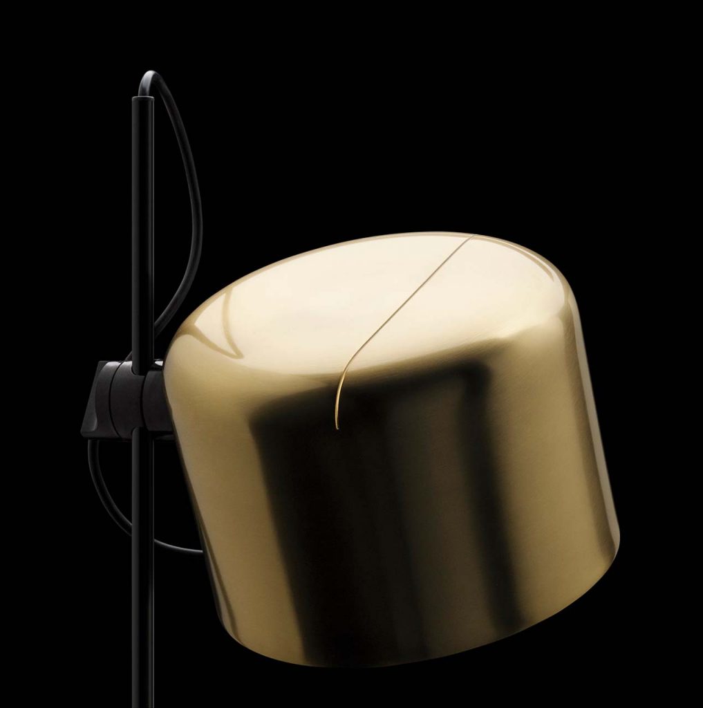 lamp made of metal and aluminum in a golden tone in the shape of a square without tips