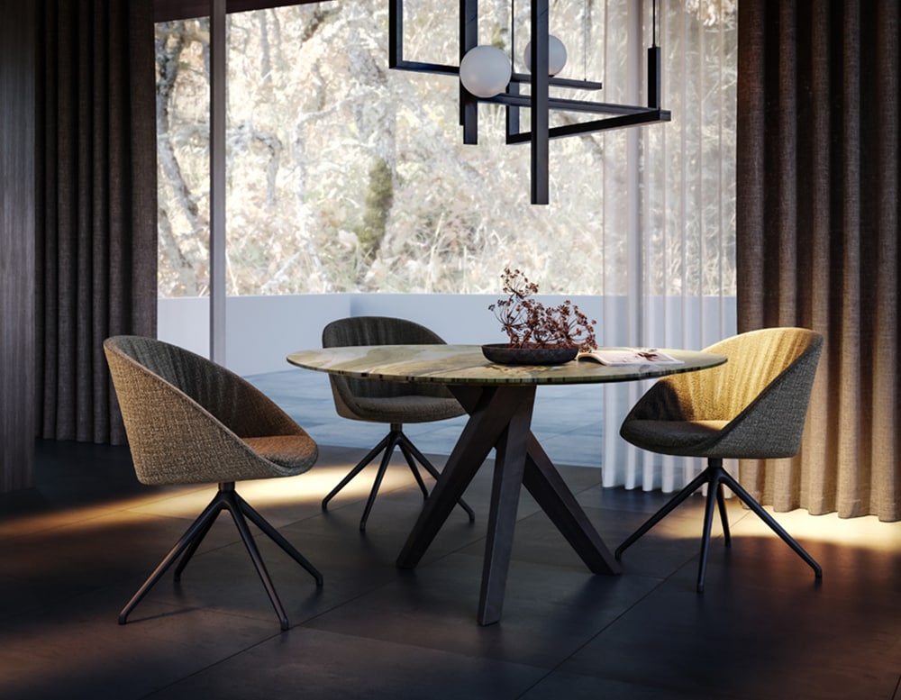 Offers both comfort and formal finesse.