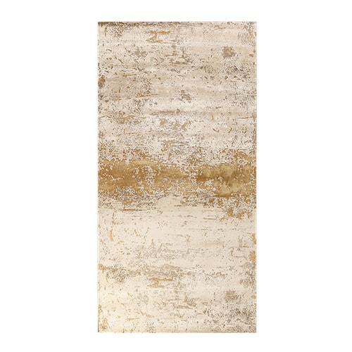 rug made with a design of fine floral lines in a light beige and yellow tone