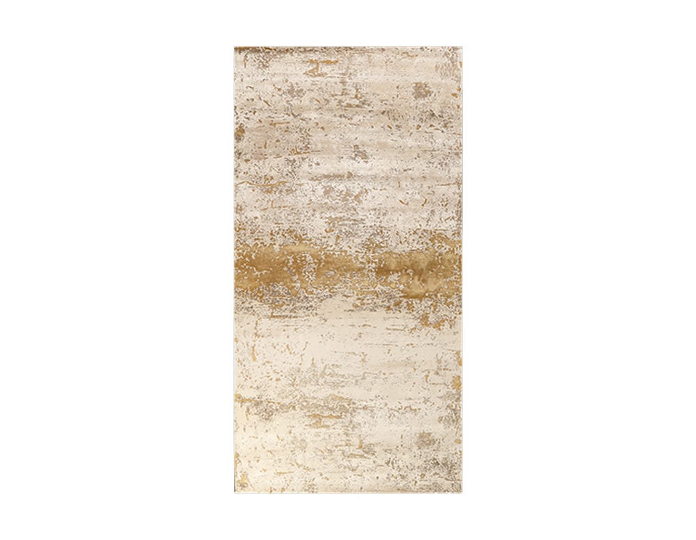 rug made with a design of fine floral lines in a light beige tone on a white background