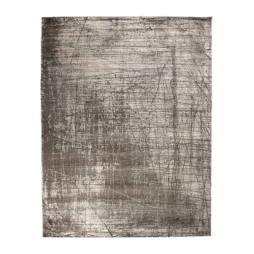 abstract rug made of wool and fabric base in a gray and white color tone with an imperfect linear design