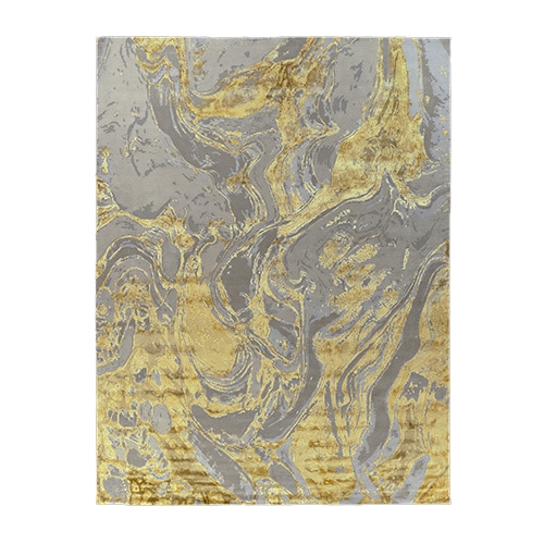 rug made of wool and silk in shades of silver and gray back color on a white background