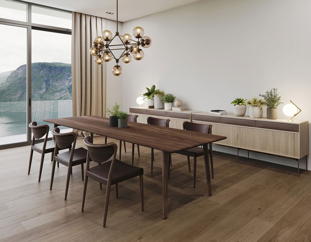 dark beige sideboard made with cane by hand on a living room