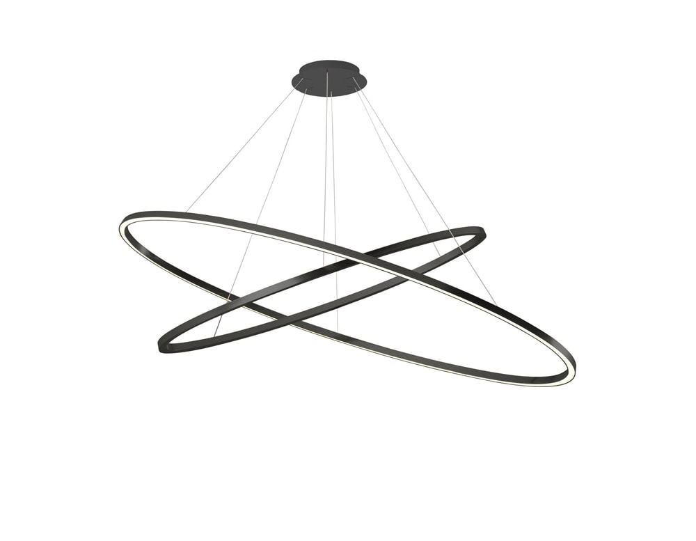black metal ring shaped ceiling lamp on white background